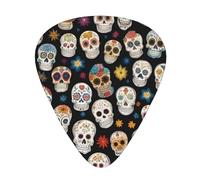 Guitar plectrums 12-piece set Comfortable in the hand with smooth edges Three thicknesses to match sugar skulls Prints