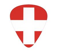 Guitar plectrums 12-piece set Comfortable in the hand with smooth edges Three thicknesses to match Swiss Flag Picture