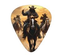Guitar plectrums 12-piece set Comfortable in the hand with smooth edges Three thicknesses to match Texas cowboys riding and running Pattern