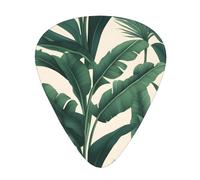 Guitar plectrums 12-piece set Comfortable in the hand with smooth edges Three thicknesses to match Tropical Banana Palm Leaves Pattern