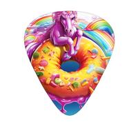 Guitar plectrums 12-piece set Comfortable in the hand with smooth edges Three thicknesses to match Unicorns Doughnut Rainbow Prints