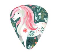 Guitar plectrums 12-piece set Comfortable in the hand with smooth edges Three thicknesses to match Unicorn with pink hair Picture