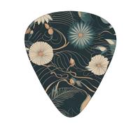 Guitar plectrums 12-piece set Comfortable in the hand with smooth edges Three thicknesses to match Vintage Floral Leaves Pattern