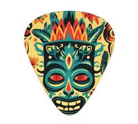 Guitar plectrums 12-piece set Comfortable in the hand with smooth edges Three thicknesses to match Vintage Aloha Tiki Pattern Picture