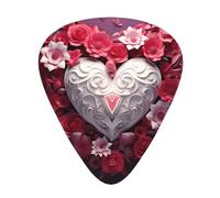 Guitar plectrums 12-piece set Comfortable in the hand with smooth edges Three thicknesses to match Valentine's Day Love Heart Picture