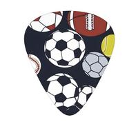 Guitar plectrums 12-piece set Comfortable in the hand with smooth edges Three thicknesses to match Various sports balls Prints