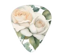 Guitar plectrums 12-piece set Comfortable in the hand with smooth edges Three thicknesses to match White Watercolor Floral Rose Picture