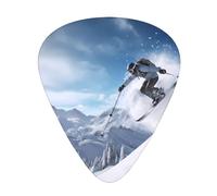 Guitar plectrums 12-piece set Comfortable in the hand with smooth edges Three thicknesses to match Winter Skiing Picture