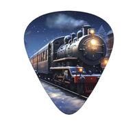 Guitar plectrums 12-piece set Comfortable in the hand with smooth edges Three thicknesses to match Winter Christmas Snow Night Railway Train Picture