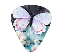 Guitar plectrums 12-piece set Comfortable in the hand with smooth edges Three thicknesses to match White Butterfly Picture
