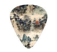 Guitar plectrums 12 pieces set Comfortable in the hand with smooth edges Three thicknesses to match chinese landscape painting Printing