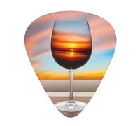Guitar plectrums 12 pieces set Comfortable in the hand with smooth edges Three thicknesses to match Sunset Wine Glass Prints