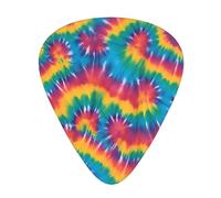 Guitar plectrums 12 pieces set Comfortable in the hand with smooth edges Three thicknesses to match tie dye rainbow Picture