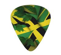 Guitar plectrums 12 pieces set Comfortable in the hand with smooth edges Three thicknesses to match Jamaica Flag Leaves Picture