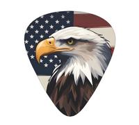Guitar plectrums 12 pieces set Comfortable in the hand with smooth edges Three thicknesses to match Patriotic Bald Eagle with American Flag Prints