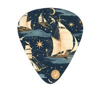 Guitar plectrums 12 pieces set Comfortable in the hand with smooth edges Three thicknesses to match pirate sailboat full moon Printing
