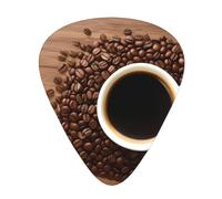 Guitar plectrums 12 pieces set Comfortable in the hand with smooth edges Three thicknesses to match Hot Coffee with Coffee Bean Picture