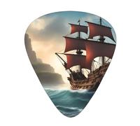 Guitar plectrums 12 pieces set Comfortable in the hand with smooth edges Three thicknesses to match fantasy pirate ship Picture