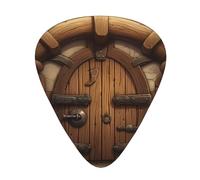 Guitar plectrums 12 pieces set Comfortable in the hand with smooth edges Three thicknesses to match Rustic Stall Wooden Door Picture