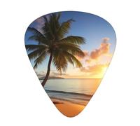 Guitar plectrums 12 pieces set Comfortable in the hand with smooth edges Three thicknesses to match Tropical Palm Tree Hawaii Beach Picture