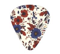 Guitar plectrums 12 pieces set Comfortable in the hand with smooth edges Three thicknesses to match maroon and navy flowers Printing