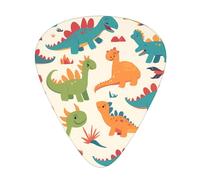 Guitar plectrums 12 pieces set Comfortable in the hand with smooth edges Three thicknesses to match cartoon dinosaur Printing