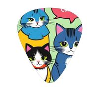 Guitar plectrums 12 pieces set Comfortable in the hand with smooth edges Three thicknesses to match Lovely Cartoon Cats Picture