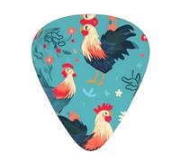Guitar plectrums 12 pieces set Comfortable in the hand with smooth edges Three thicknesses to match chicken rooster Printing