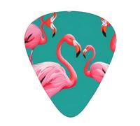 Guitar plectrums 12 pieces set Comfortable in the hand with smooth edges Three thicknesses to match Lovely Pink Flamingos Picture