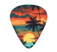 Guitar plectrums 12 pieces set Comfortable in the hand with smooth edges Three thicknesses to match tropical sunset Printing