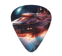 Guitar plectrums 12 pieces set Comfortable in the hand with smooth edges Three thicknesses to match Spaceship Prints