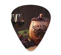 Guitar plectrums 12 pieces set Comfortable in the hand with smooth edges Three thicknesses to match Wine Oak Container Picture