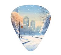 Guitar plectrums 12 pieces set Comfortable in the hand with smooth edges Three thicknesses to match Snow Falling in The Park Picture