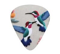 Guitar plectrums 12 pieces set Comfortable in the hand with smooth edges Three thicknesses to match Flower Hummingbirds Embroidery Picture