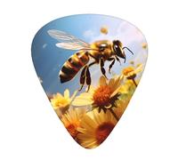Guitar plectrums 12 pieces set Comfortable in the hand with smooth edges Three thicknesses to match flying bees daisy honey Printing