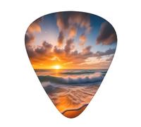 Guitar plectrums 12 pieces set Comfortable in the hand with smooth edges Three thicknesses to match Beach Maui Hawaii Sunset Sea Waves Clouds Pattern