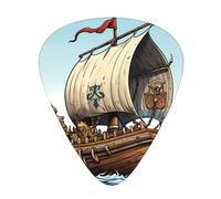 Guitar plectrums 12 pieces set Comfortable in the hand with smooth edges Three thicknesses to match Cartoon Old Viking Boat Picture