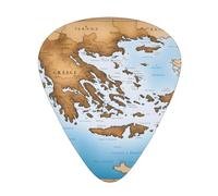 Guitar plectrums 12 pieces set Comfortable in the hand with smooth edges Three thicknesses to match Greece Map Picture