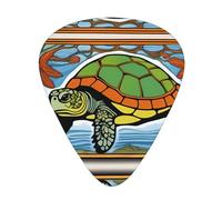 Guitar plectrums 12 pieces set Comfortable in the hand with smooth edges Three thicknesses to match Hawaiian Tapa Honu Turtle Picture