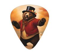 Guitar plectrums 12 pieces set Comfortable in the hand with smooth edges Three thicknesses to match Dancing thanksgiving bear Pattern