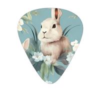Guitar plectrums 12 pieces set Comfortable in the hand with smooth edges Three thicknesses to match vintage flower rabbit bunny easter Printing