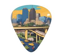 Guitar plectrums 12 pieces set Comfortable in the hand with smooth edges Three thicknesses to match Cartoon Austin Texas Prints