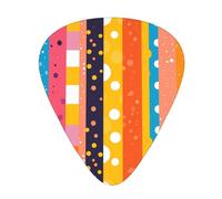 Guitar plectrums 12 pieces set Comfortable in the hand with smooth edges Three thicknesses to match rainbow polka dot stripe black and white Printing