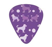 Guitar plectrums 12 pieces set Comfortable in the hand with smooth edges Three thicknesses to match purple Poodle Polka Dot Prints