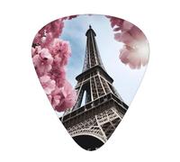 Guitar plectrums 12 pieces set Comfortable in the hand with smooth edges Three thicknesses to match Paris Eiffel Tower Flower Pattern