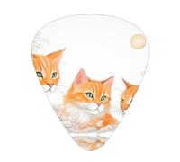 Guitar plectrums 12 pieces set Comfortable in the hand with smooth edges Three thicknesses to match Orange Cats Pattern