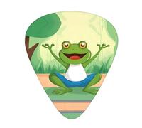 Guitar plectrums 12 pieces set Comfortable in the hand with smooth edges Three thicknesses to match Cute Funny Frog Doing Yoga Pattern