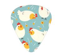 Guitar plectrums 12 pieces set Comfortable in the hand with smooth edges Three thicknesses to match Walking Chicken Printing