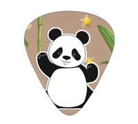 Guitar plectrums 12 pieces set Comfortable in the hand with smooth edges Three thicknesses to match cute panda bamboo star Picture