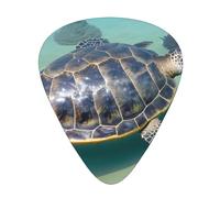 Guitar plectrums 12 pieces set Comfortable in the hand with smooth edges Three thicknesses to match Hawaiian Tapa Sea Turtles Picture